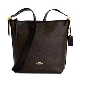 NWT Authentic Coach CAB12 Val Leather Duffle Bag in Signature Brown Black